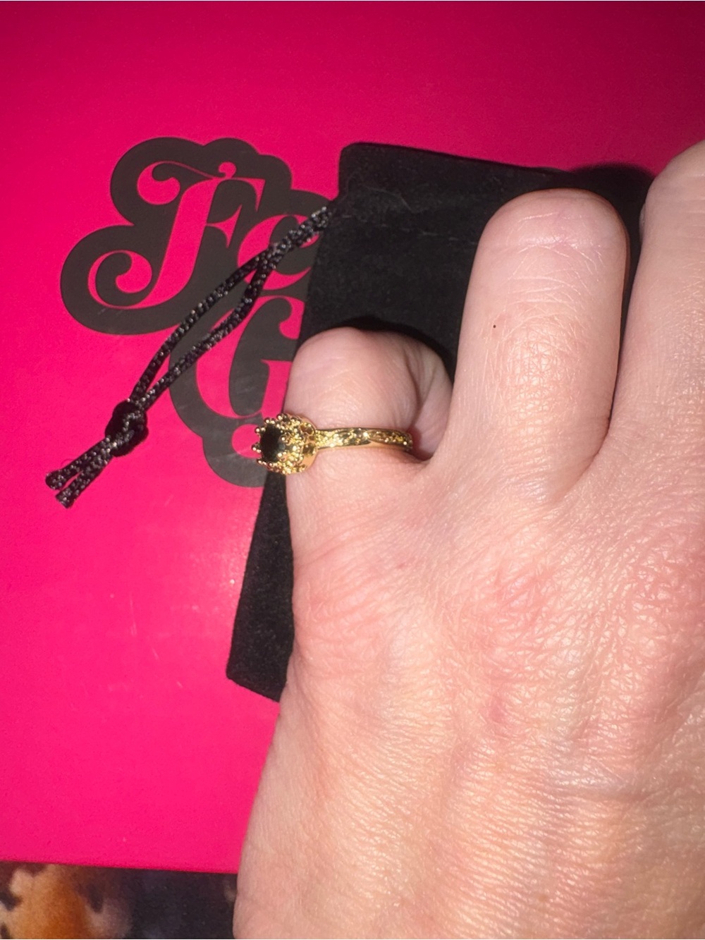 Feed Me Gems black onyx stacker ring in adjustable band - Picture 3 of 5